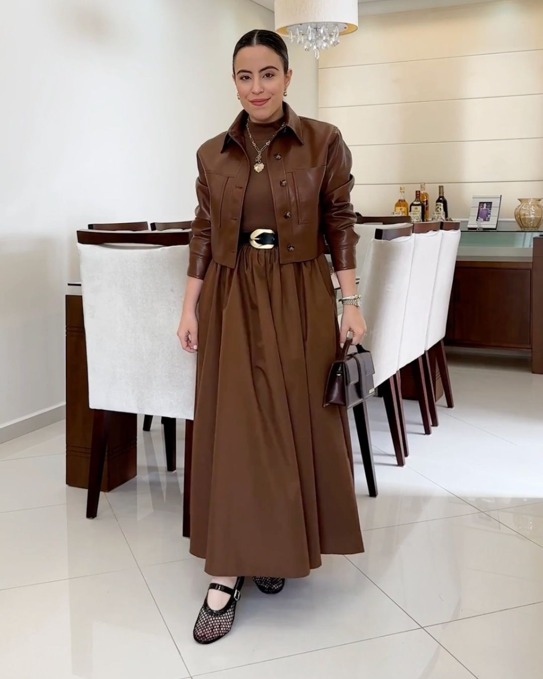 If you haven't tried the black and brown combo yet, this is your sign! I found the most amazing Amazon dress that just makes this look so easy. The price is incredible and the color range is absolutely perfection!

early fall outfit, Jacquemus bag, mesh ballet flats, faux leather jacket, Aritzia jacket, earthy tones, transitional style, petite fashion

#LTKootd #LTKPetite #LTKSeasonal