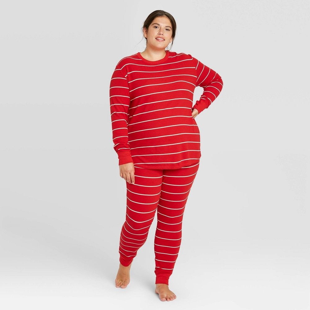 Women's Plus Size Striped Thermal Pajama Set - Stars Above™ | Target