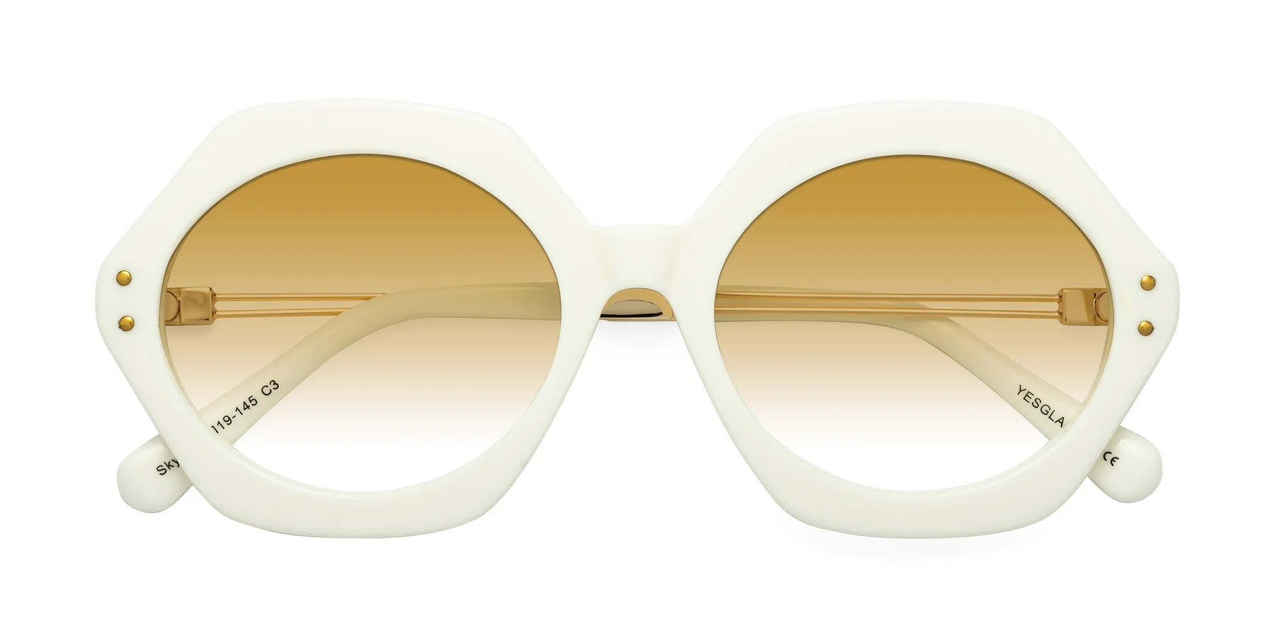 Ivory Oversized Acetate Geometric Gradient Sunglasses with Champagne Sunwear Lenses - Skye | Yesglasses