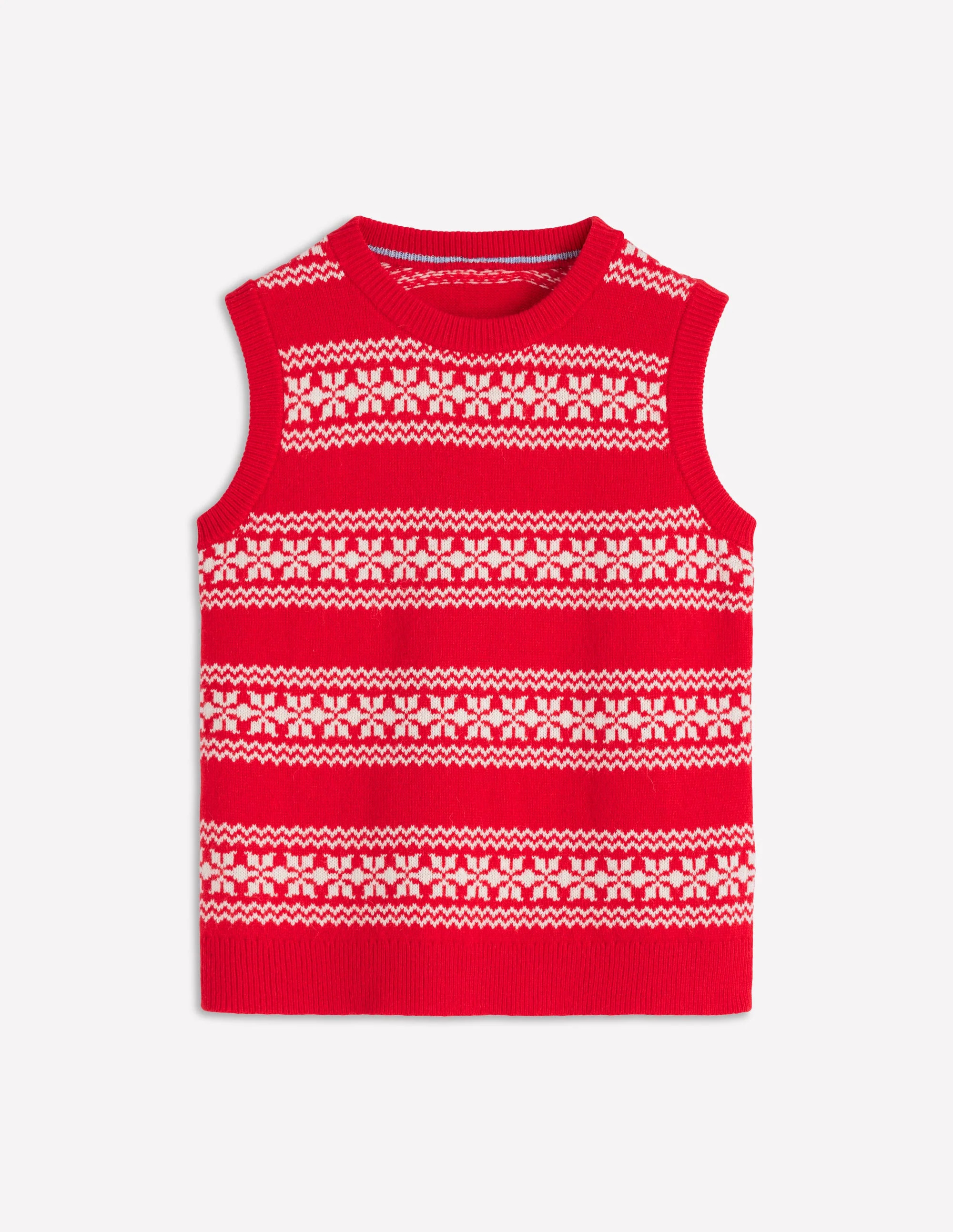 Edie Fair Isle Vest-Poppy Red, Warm Ivory | Boden (US)