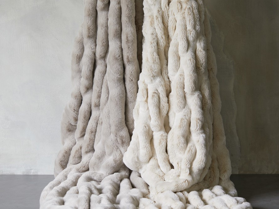 Faux Fur Luxe Oversized Pleated Throw | Arhaus