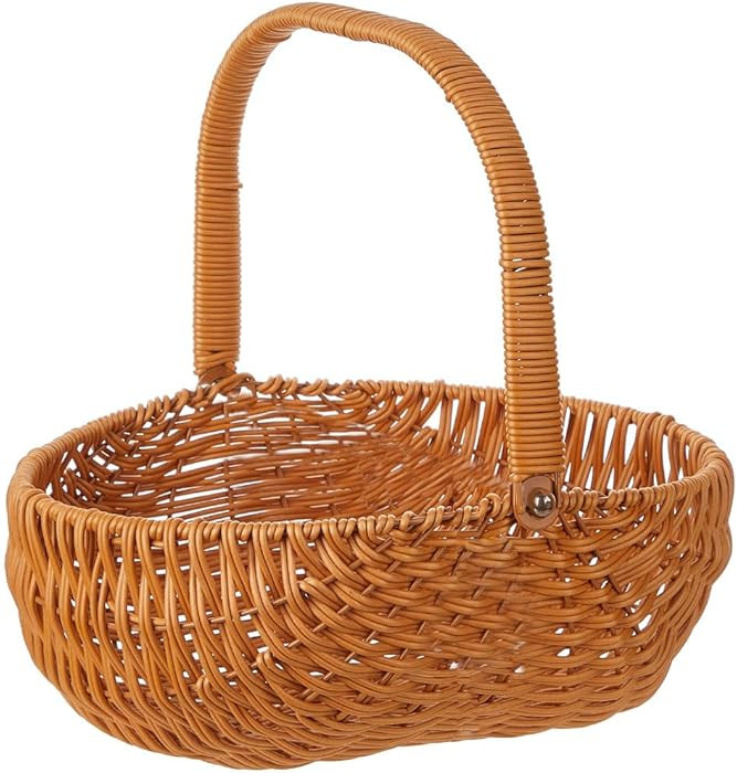 Wicker Rattan Flower Girl Basket, Rattan Flower Girl Basket with Handle 12.2" x 11.6" x 9.4" Rust... | Amazon (US)