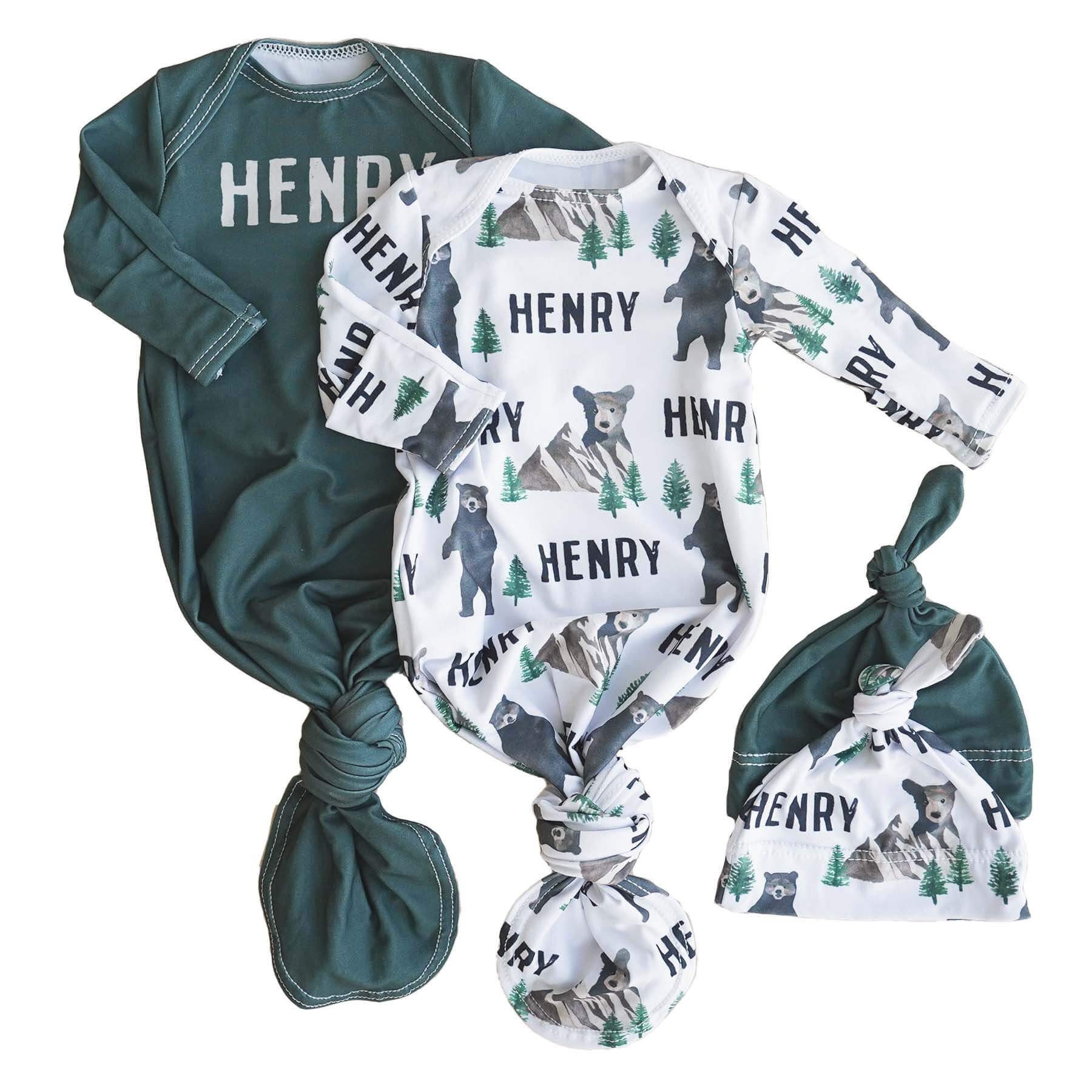 Brody's Personalized Newborn Baby Knot Gown | Caden Lane