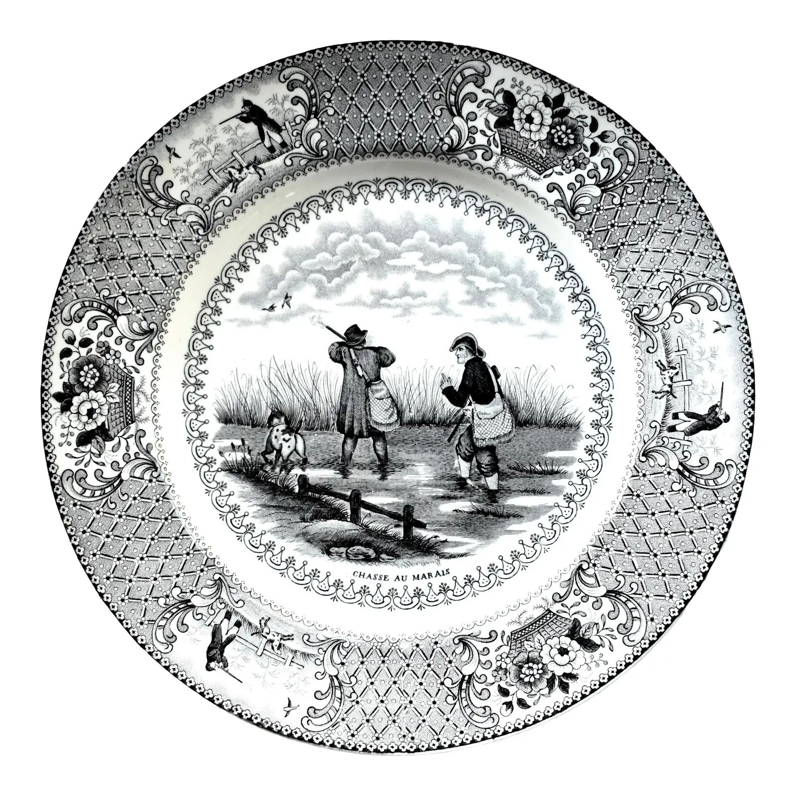 Antique Gien French Transferware Hunting Scene Plate | Chairish