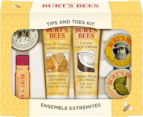 Burt's Bees Gifts Ideas - Tips and Toes Set, 6 Travel Size Products in Gift Box - 2 Hand Creams, Foot Cream, Cuticle, Hand Salve and Lip Balm | Amazon (US)