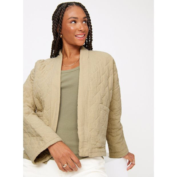 Buy Khaki Open Front Quilted Jacket M | Coats | Tu | Tu Clothing