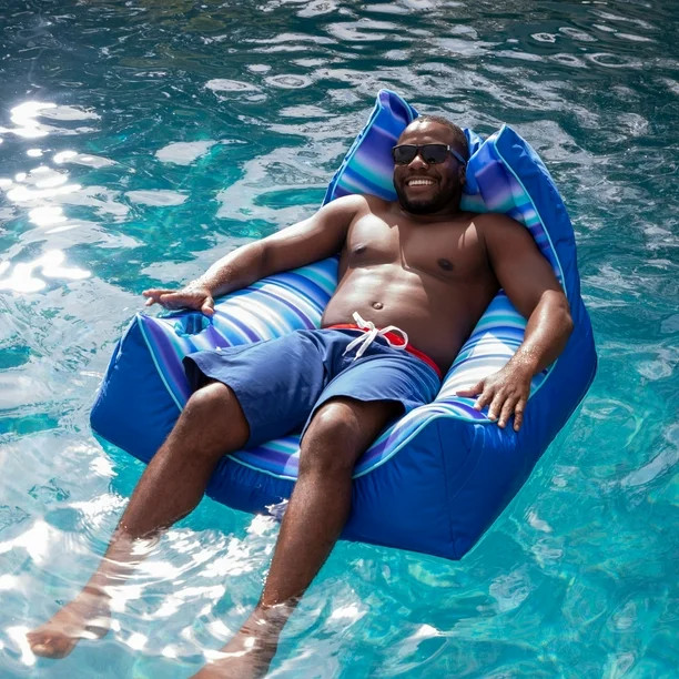 Big Joe Captain's Pool Float, Blue Ligo Blurred Stripe - Walmart.com | Walmart (US)
