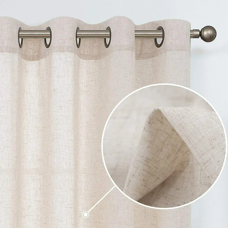 Curtainking Farmhouse Linen Curtains 63 inches Length for Bedroom Living Room Light Filtering Win... | Walmart (US)