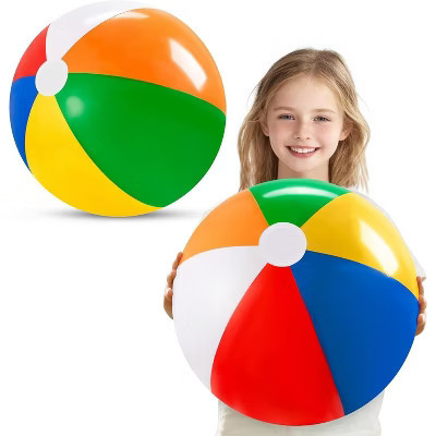 Joyfy 2-Pack 20" Inflatable Beach Balls, Oversized Pool Toys for Pool Water Games, Rainbow Colored Beachball Summer Party Supplies | Target