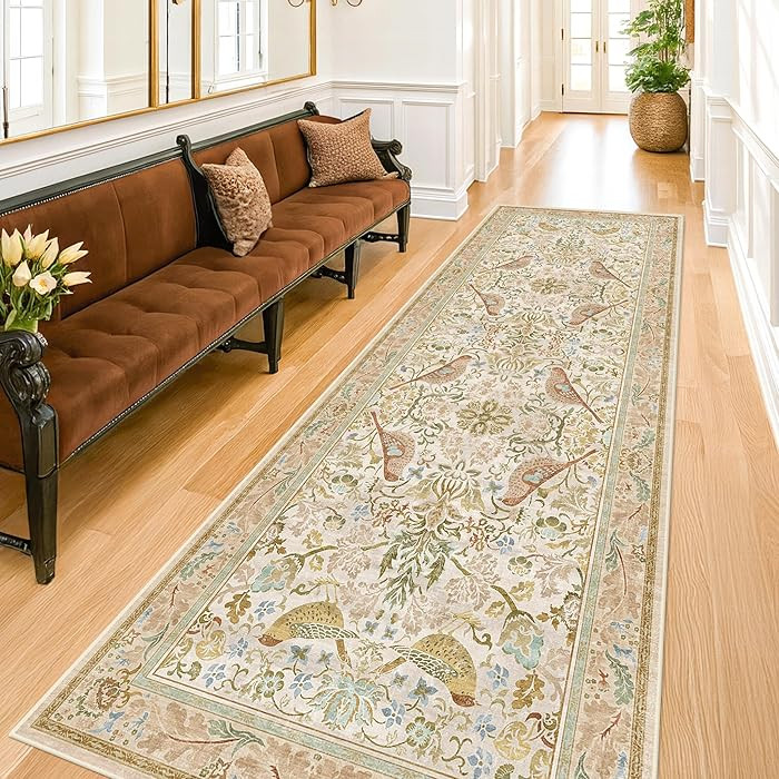 2'6"x8' Long Hallway Runner Rug - Vintage Botanical Wide Runners for Kitchen Bedroom Hall Way, Wa... | Amazon (US)