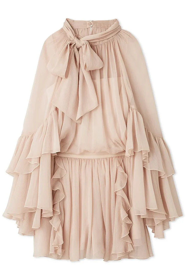 Romantic Ruffle Chiffon Mini Dress | Snidel