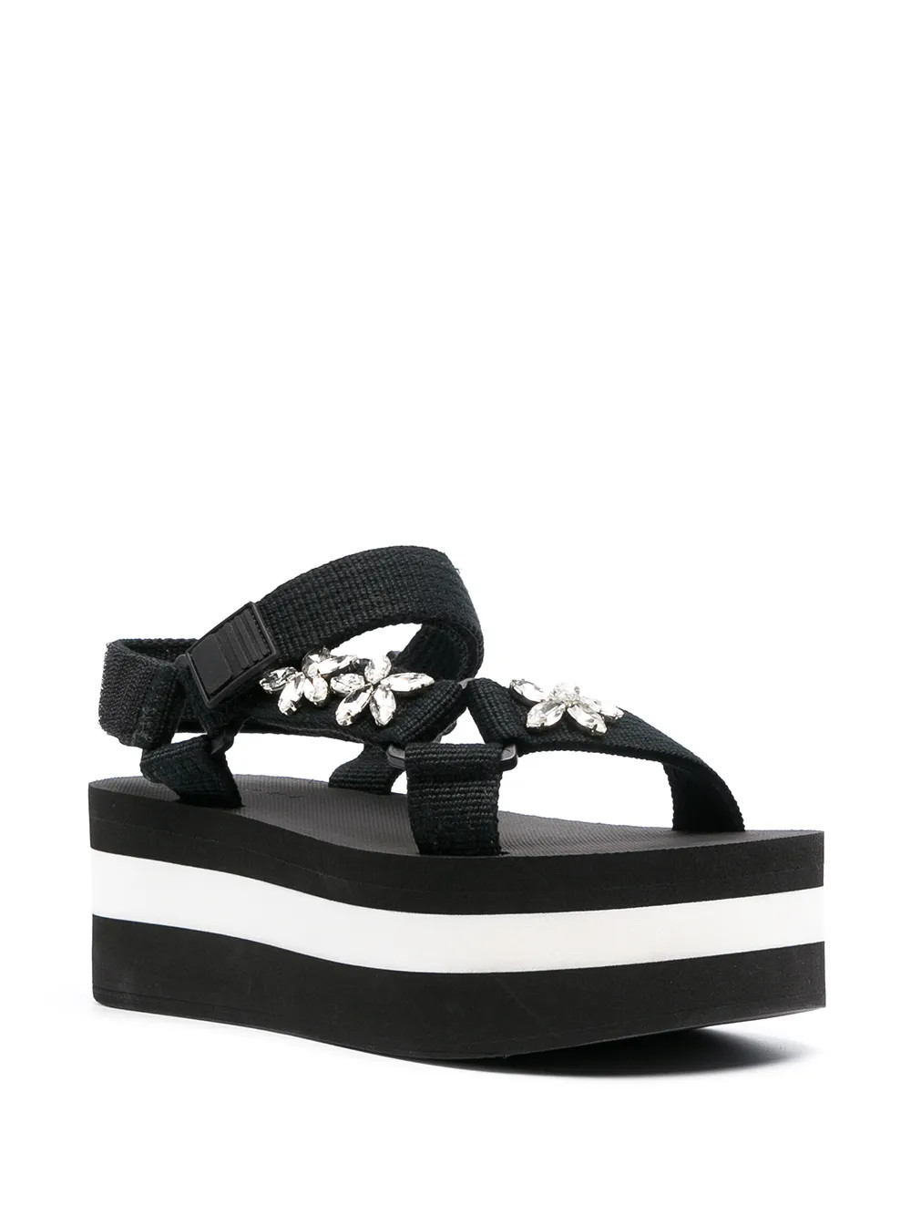 horizontal-stripe flatform sandals | Farfetch (US)