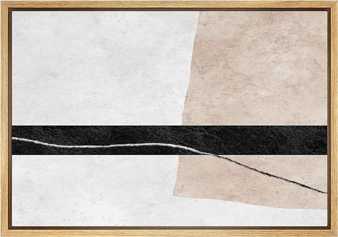 SIGNWIN Framed Canvas Print Wall Art Black Stripe Brown Color Block Collage Abstract Shape Illust... | Amazon (US)