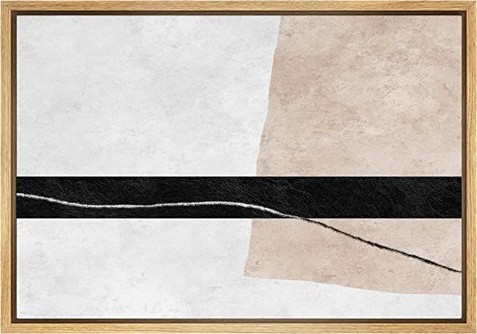 SIGNWIN Framed Canvas Print Wall Art Black Stripe Brown Color Block Collage Abstract Shape Illust... | Amazon (US)