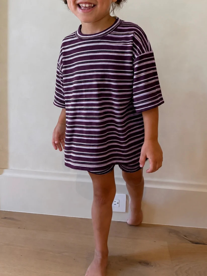Tiny Jovi Waffle Knit Set | Plum | Shop Talulah