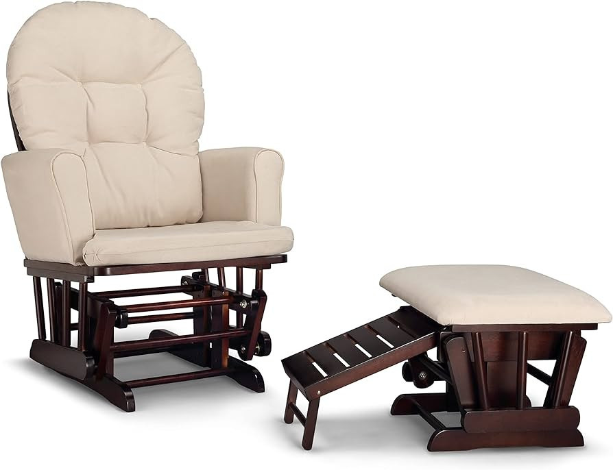 Graco Parker Semi-Upholstered Glider and Nursing Ottoman, Espresso/Beige Cleanable Upholstered Co... | Amazon (US)