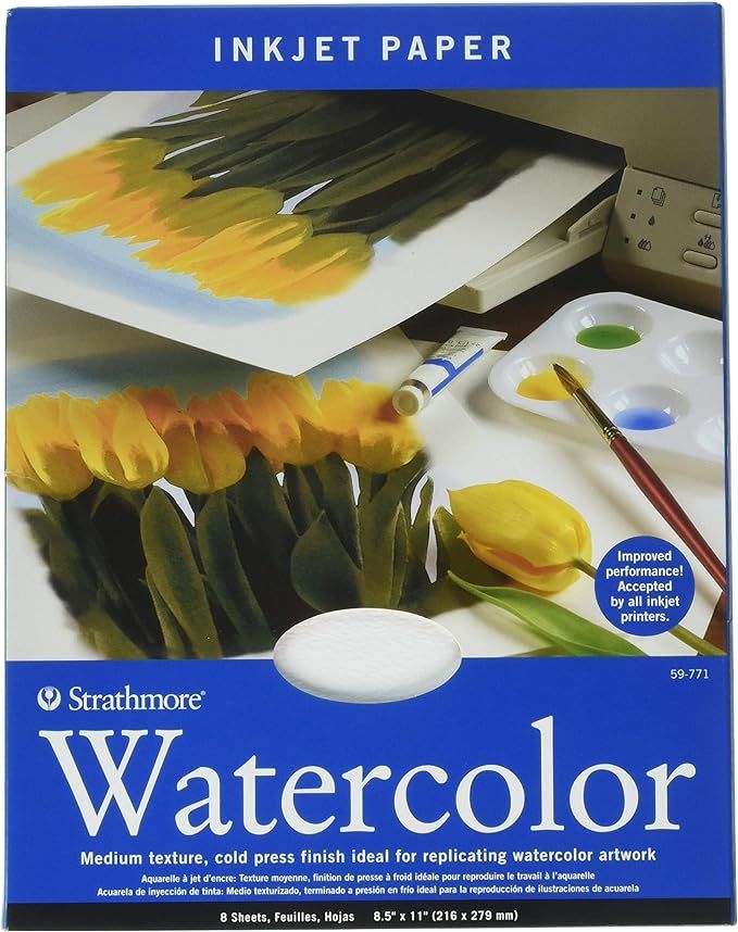 Strathmore 59-771 Watercolor Inkjet Paper, 8.5"x11", 8 Sheets | Amazon (US)