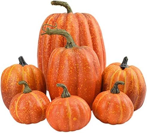ariarly 7Pcs Orange Artificial Pumpkins Set, Assorted Fake Foam Pumpkins Fall Harvest Mini Simula... | Amazon (US)