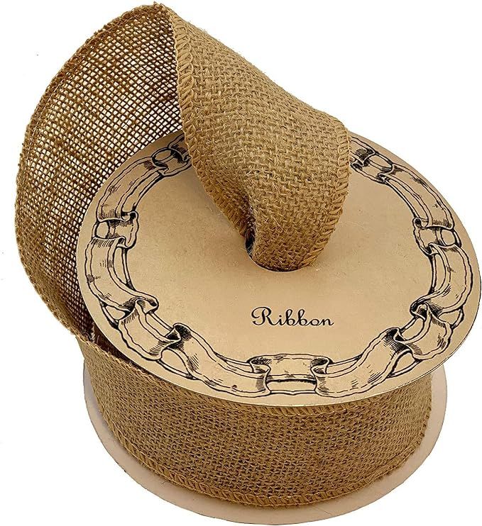 Fabric Burlap Woven Ribbon - 2 1/2" x 10 Yards, Fall Decor, Christmas Tree Ribbon for Crafts, Rus... | Amazon (US)