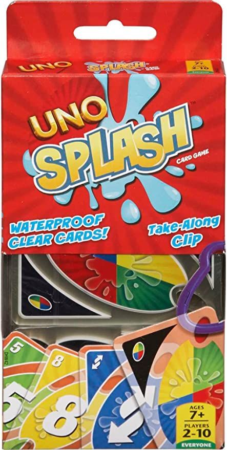​Mattel Games UNO Splash Card Game for Outdoor Camping, Travel and Family Night with Water-Resi... | Amazon (US)