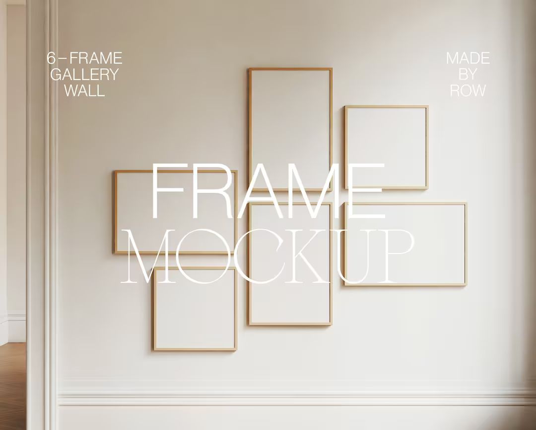 Gallery Wall Mockup | Frame Mockup | 6 Frame Gallery Wall Mockup | Thin Wood Frame | Frame Mockup... | Etsy (US)