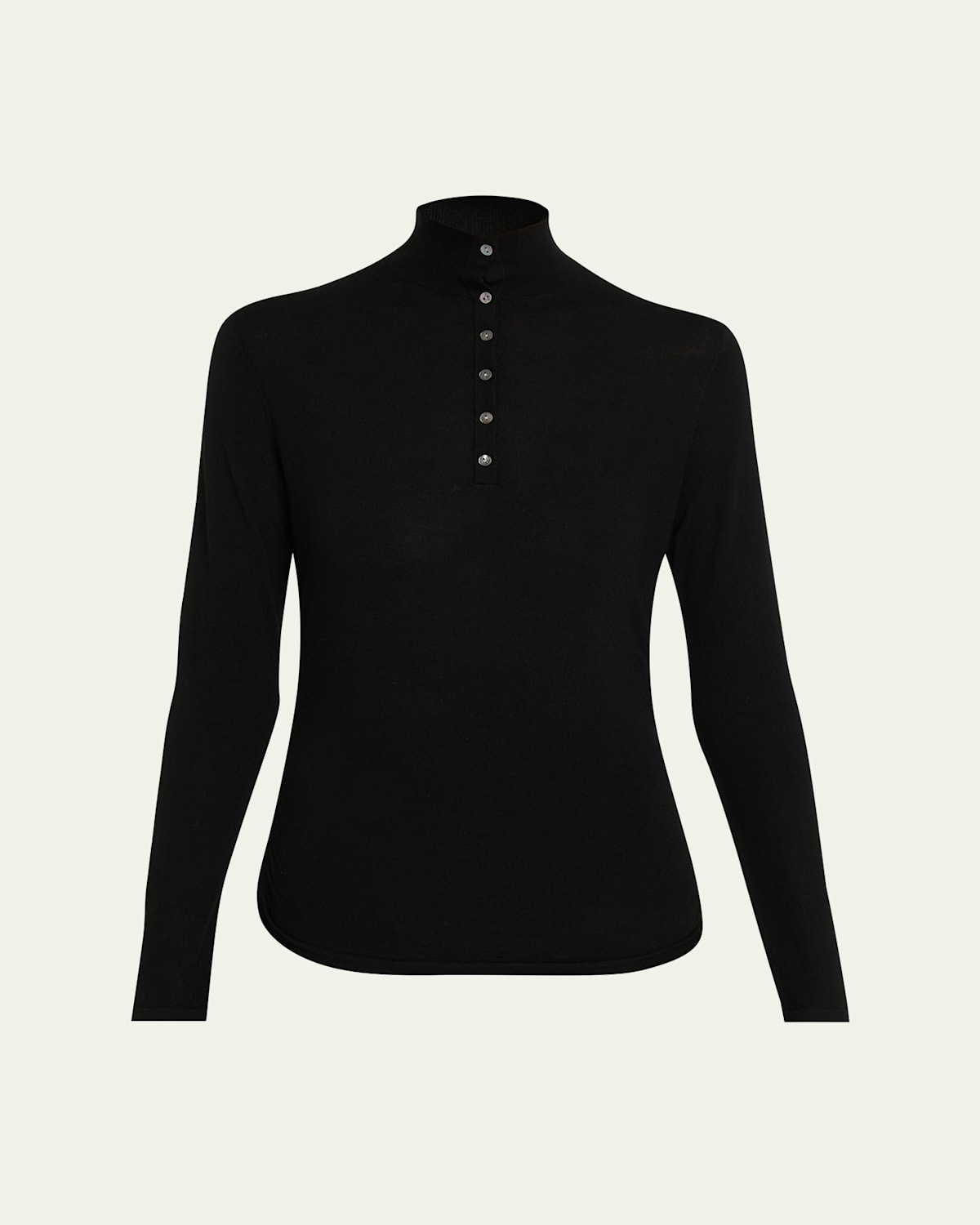 Shirred Long-Sleeve Henley Shirt | Bergdorf Goodman