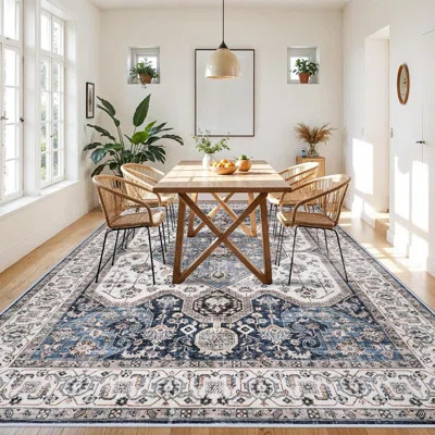 Living Room Area Rugs - Large Boho Rugs for Living Room Stain Resistant Carpet Vintage Tribal Rugs for Bedroom Kitchen Bathroom with Non Slip Backing | Wayfair North America
