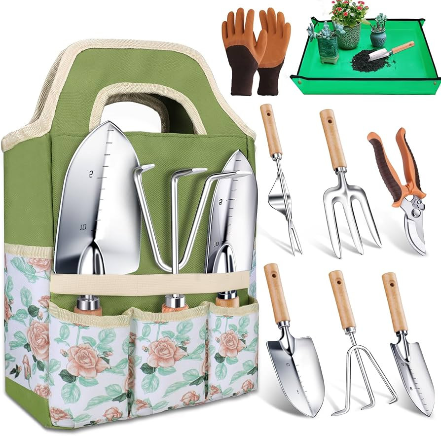 Kynup Gardening Tools, Garden Tools Set-9 Piece Gardening Gift for Women, Gardening Kit Ideal Han... | Amazon (US)
