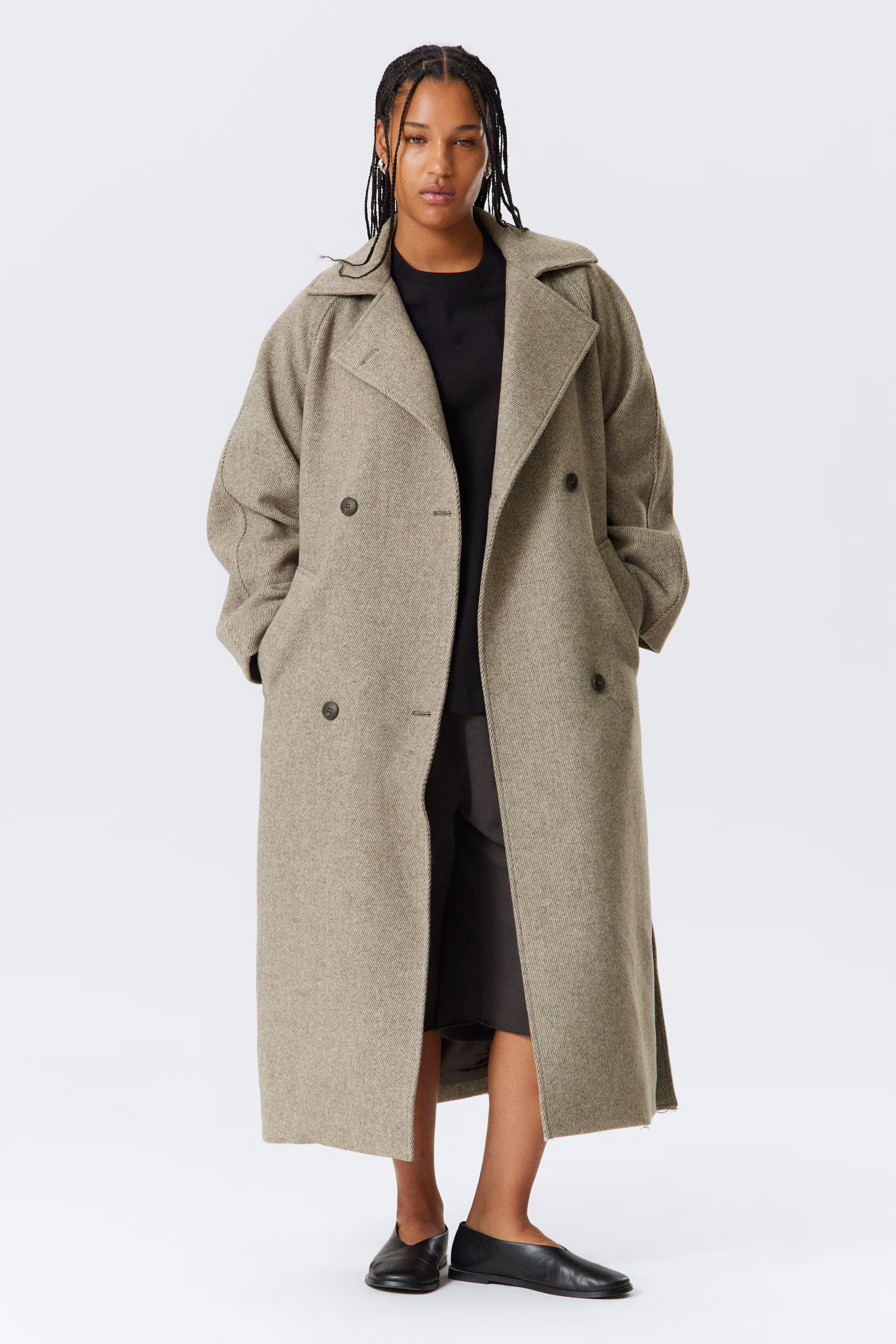 Kia Oversized Wool-Blend Double-Breasted Coat | H&M (UK, MY, IN, SG, PH, TW, HK)