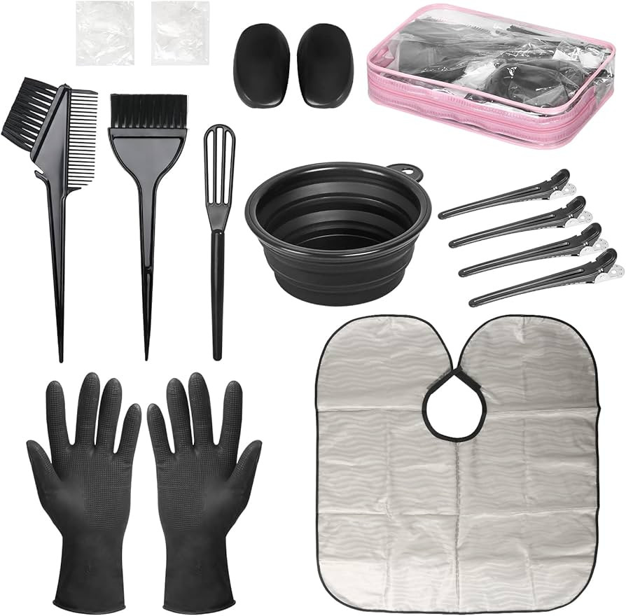 ROOHUA 16 Pieces Hair Dye Coloring Kit- Hair Tinting Bowl, Hair agitator, Dye Brush, Ear Cover, H... | Amazon (US)