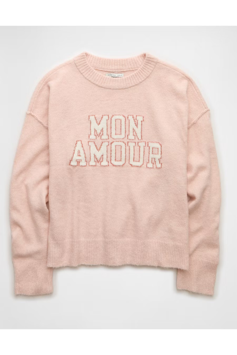 AE Whoa So Soft Valentine's Day Sweater Women's Light Pink S | American Eagle Outfitters (US & CA)