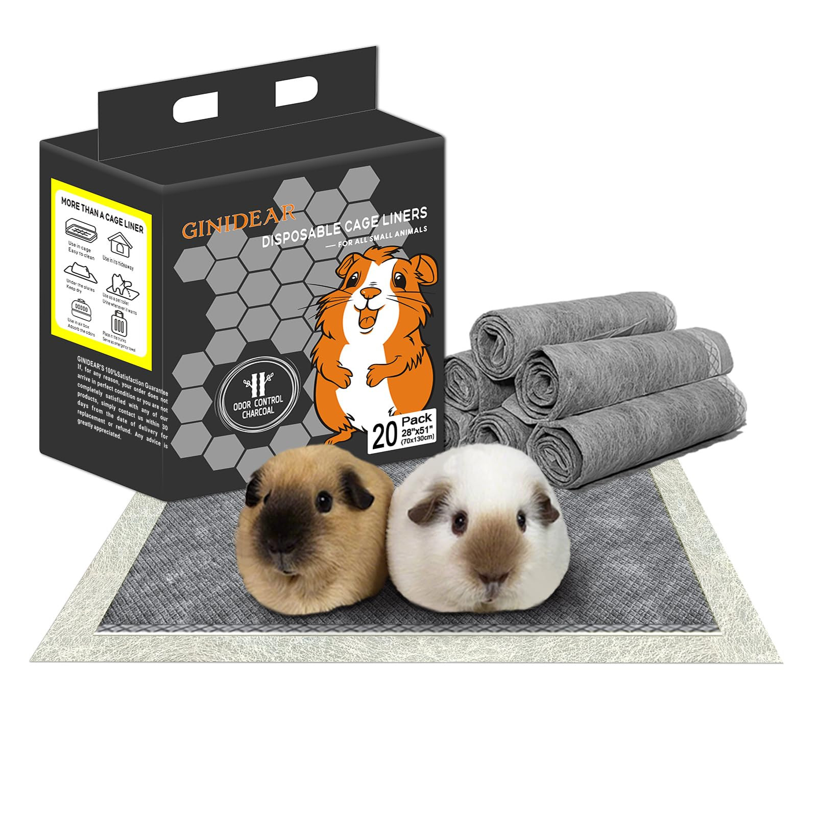 Guinea Pig Bedding, Disposable Guinea Pig Cage Liners, Charcoal Odor Controlling Absorbent Waterp... | Amazon (US)