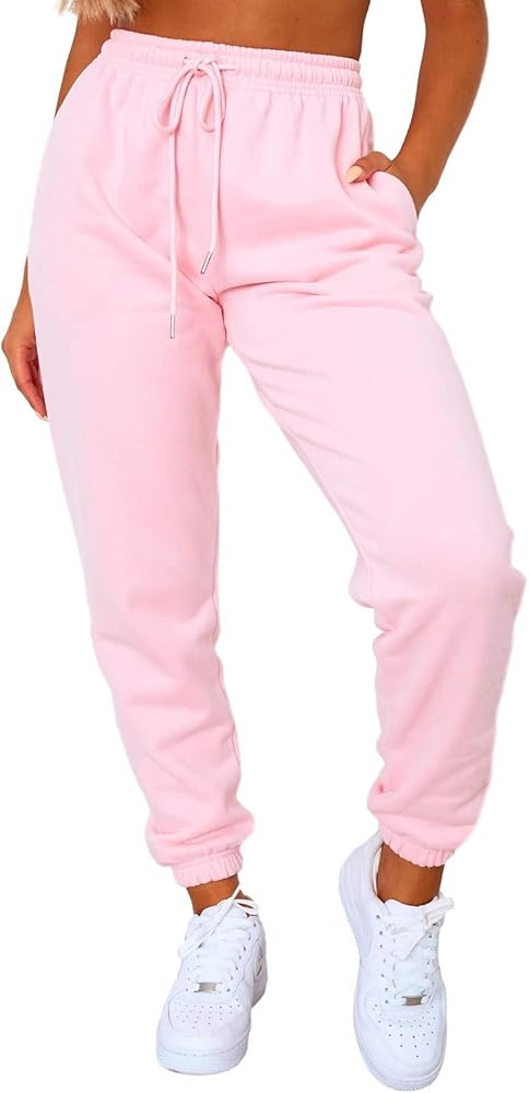 Ferrtye Womens High Waisted Joggers Sweatpants Drawstring Track Long Pants with Pockets | Amazon (US)