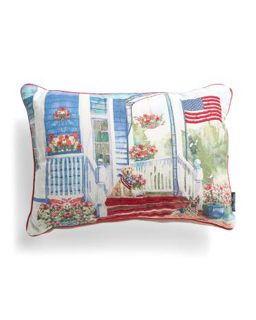 14x20 Painted Porch Dogs Americana Pillow | TJ Maxx
