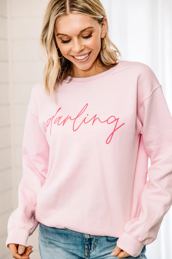 Just Darling Light Pink Graphic Sweatshirt | The Mint Julep Boutique