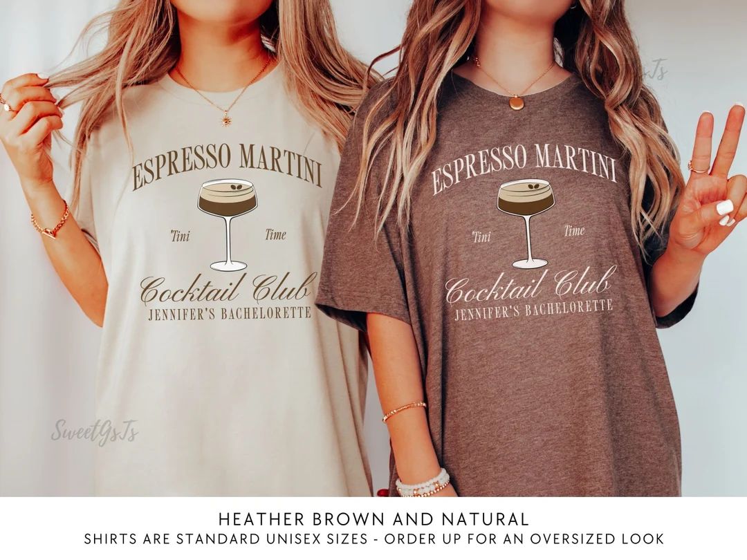 Espresso Martini Bachelorette Shirts, Custom Cocktail Club Tshirts, Personalized Luxury Bachelore... | Etsy (US)