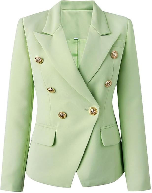 Women's Double Breasted Casual Blazer Jacket Notch Lapel Business Jacket Loose Style Coat with Lo... | Amazon (US)