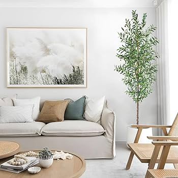 7FT Artificial Olive Tree, Tall Faux Olive Trees 84in Outdoor Fake Potted Silk Plant with Trunk a... | Amazon (US)