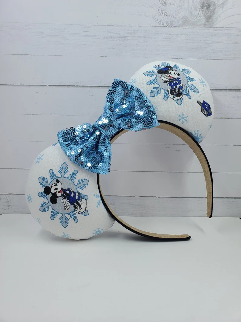 Mickey and Minnie Hanukkah Inspired Mouse Ears, Mickey Ears, Disney Ears Chanukah | Etsy (US)