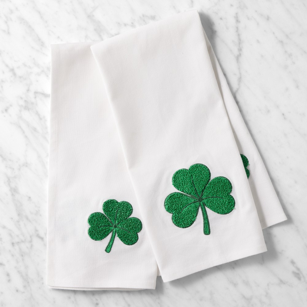 Shamrock Embroidered Tea Towels, Set of 2 | Williams-Sonoma