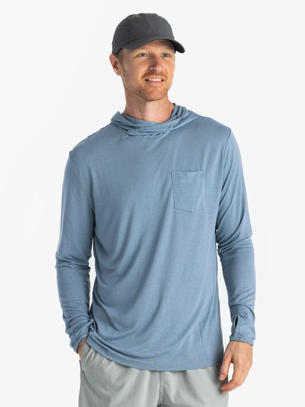 Men's Bamboo Lightweight Hoodie - Blue Fog | Free Fly Apparel