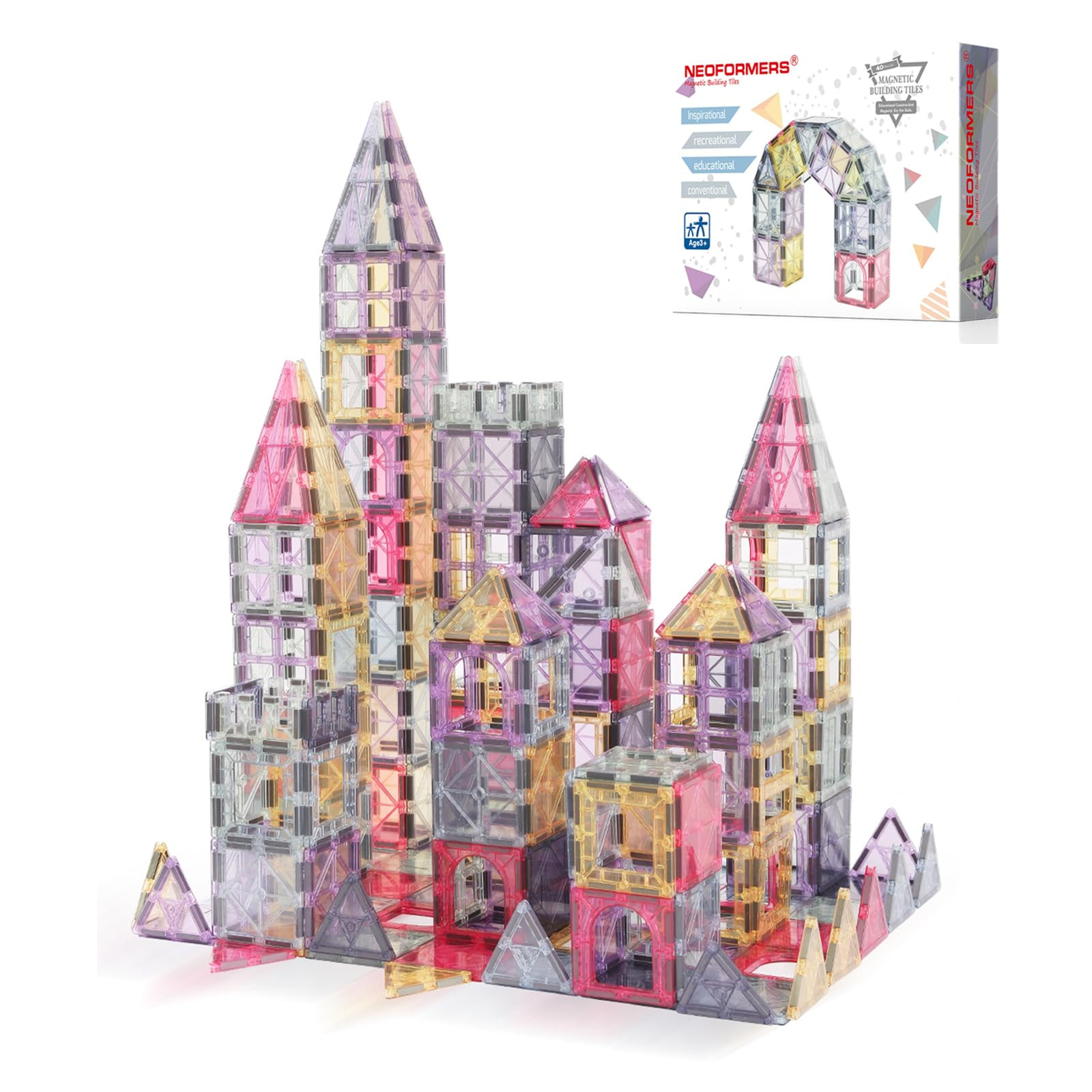 Magnetic Tiles 40pcs Magnet 3D Building Tiles Kids Toys for 3 4 5 6 7 8+ Years Old Boys Girls Mag... | Amazon (US)