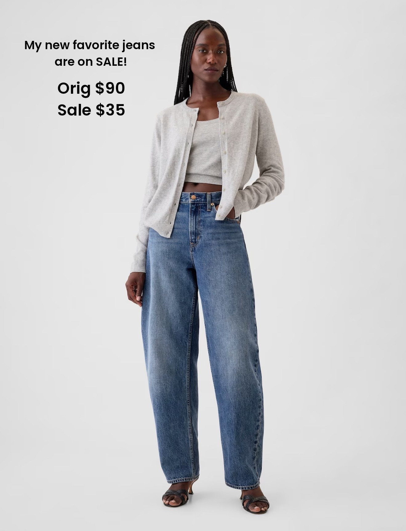 GAP Women’s High Rise Barrel Jeans. On sale right now! Pictured is the medium wash, but they have so many options to choose from. 

#LTKSaleAlert #LTKFindsUnder100 #LTKFindsUnder50