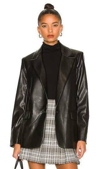 Denny Vegan Leather Blazer in Black | Revolve Clothing (Global)
