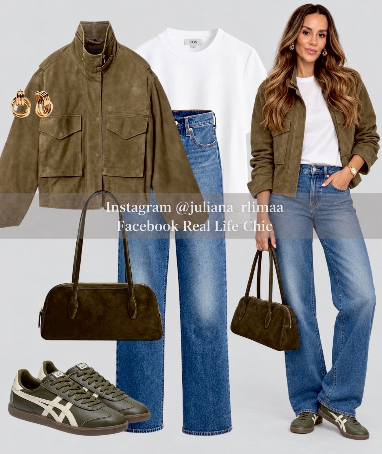 This is the kind of fall outfit I’ll wear on repeat 🤎 The suede jacket + olive sneakers make simple jeans and a white tee feel instantly more elevated. Easy, chic, and SO wearable. I linked everything to recreate the look! 🍂

olive green fall outfit, suede jacket outfit, women’s fall outfit 2026, casual fall outfit, elevated casual style, fall capsule wardrobe, olive green sneakers, jeans and sneakers outfit, white tee outfit, suede handbag, quiet luxury style, chic everyday outfit, fall fashion over 4

#LTKootd #LTKOver40 #LTKSaleAlert