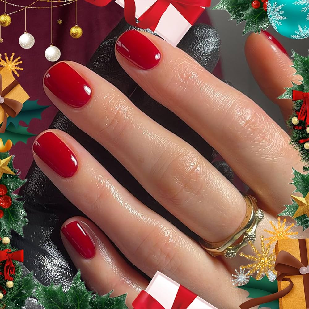 Modelones Extra Short Press on Nails, Red Squoval Fake Nails, Reusable Nail Kit with Nail Glue Ad... | Amazon (US)