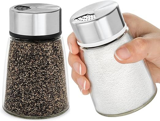 Salt and Pepper Shakers Set with Adjustable Pour Holes - Stainless Steel Spice Dispenser - Perfec... | Amazon (US)
