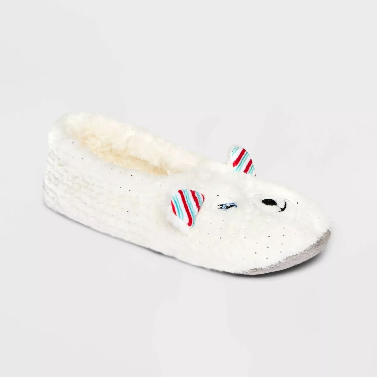 Women's Polar Bear Faux Fur Pull-On Slipper Socks with Grippers - Wondershop™ White | Target