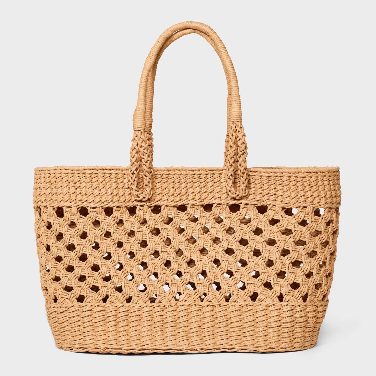 Large Straw Tote Handbag - A New Day™ Light Brown | Target