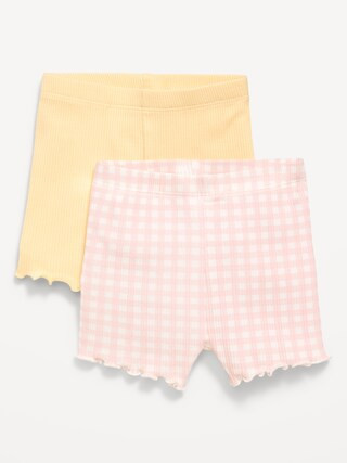 Ribbed Lettuce-Edge Biker Shorts 2-Pack for Baby | Old Navy (US)